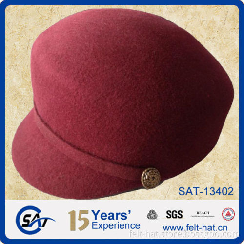 quality Wine Red 100% Wool Felt Hats Beret Caps